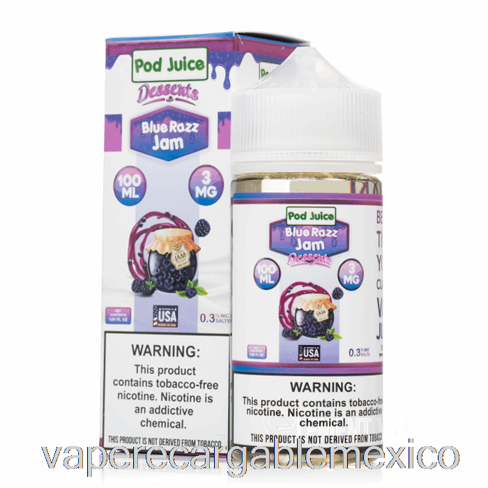 Vape Recargable Blue Razz Jam - Jugo De Vaina - 100ml 6mg